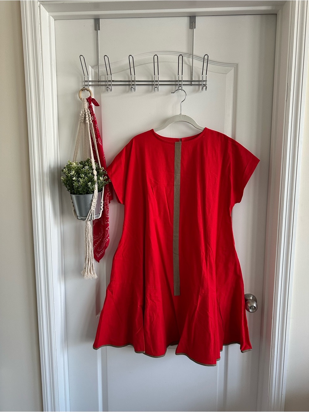 Mati Red A-Line Short Sleeve Dress